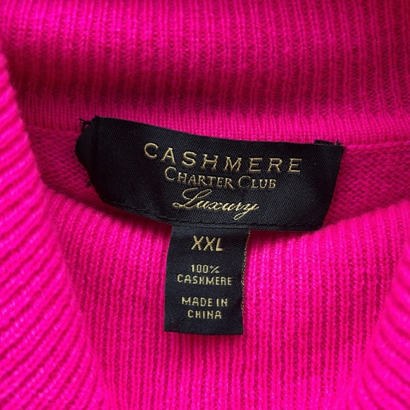 100% Cashmere Hot Pink Turtleneck Sweater - Picture 3 of 5
